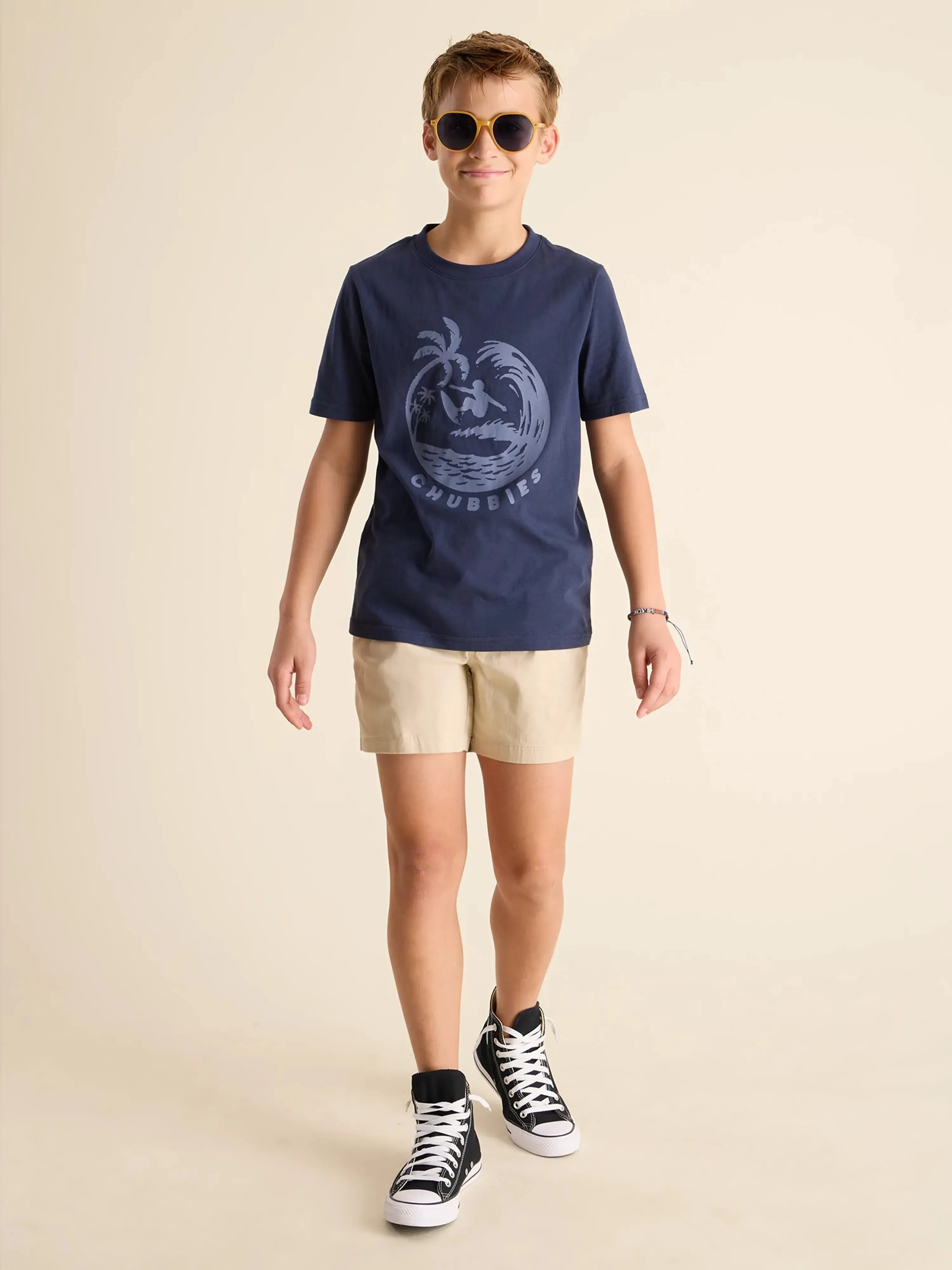 The Surfer (Boys Non Pocket Graphic T-Shirt) - Navy