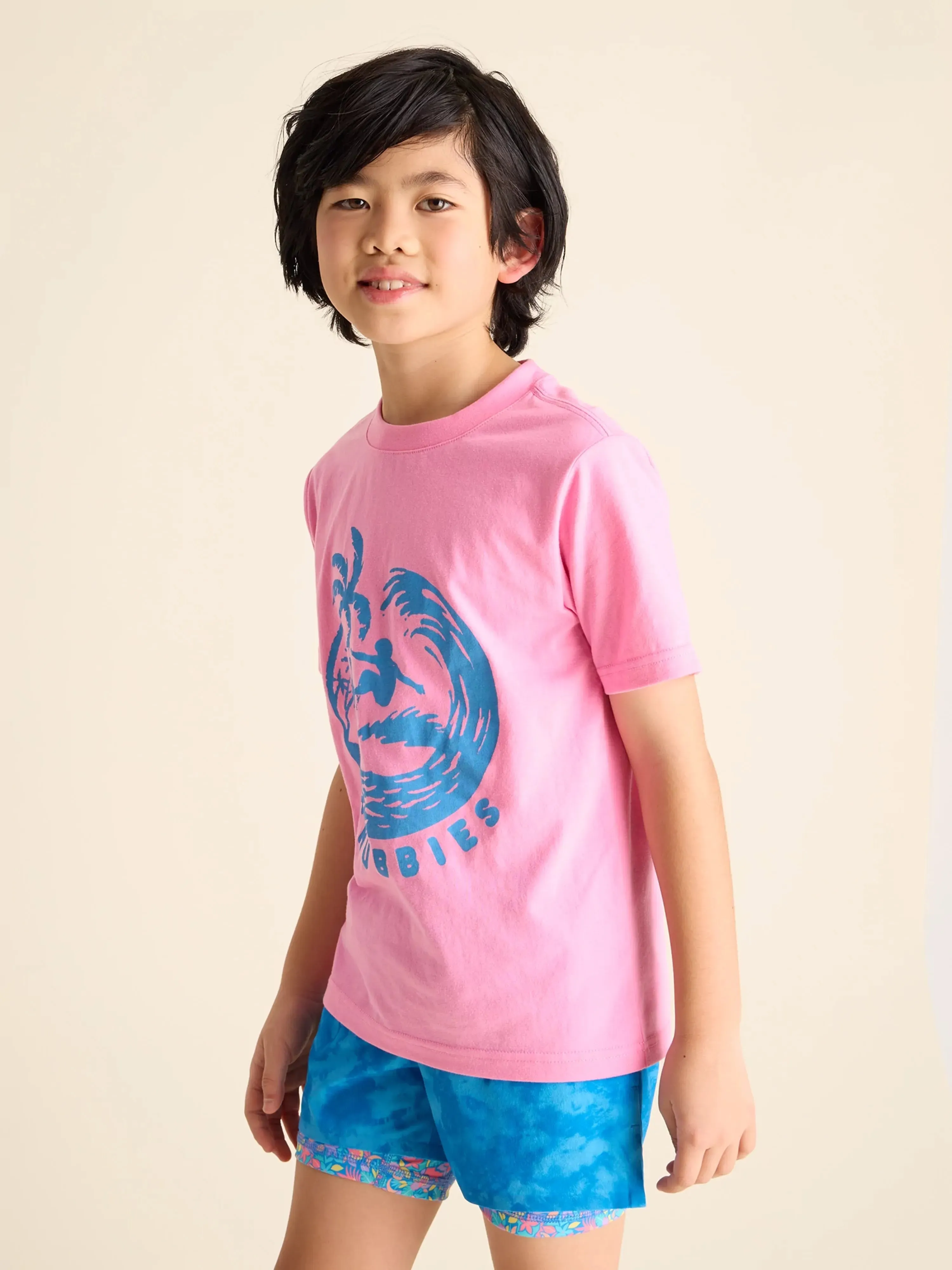 The Surfer (Boys Non Pocket Graphic T-Shirt) - Pink