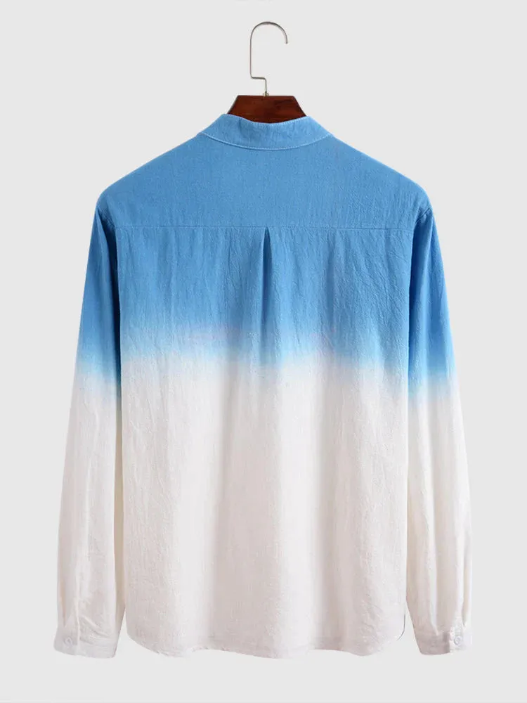 Tie Dye Linen Style Long Sleeves Shirts