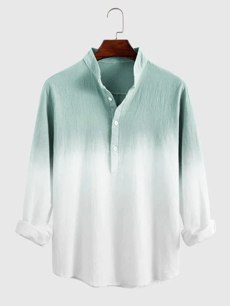 Tie Dye Linen Style Long Sleeves Shirts