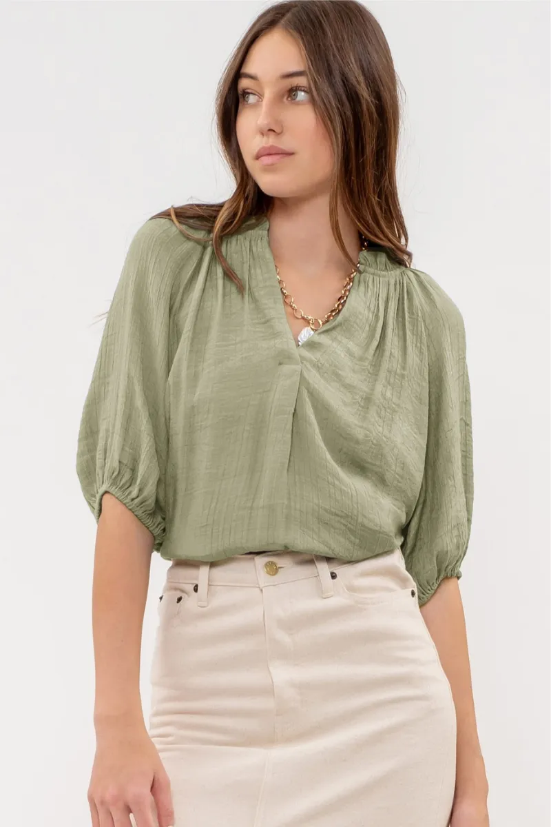 V-Neck Puff Sleeve Top