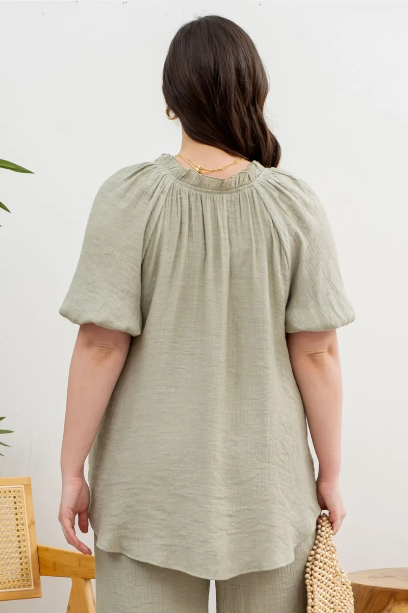 V-Neck Puff Sleeve Top