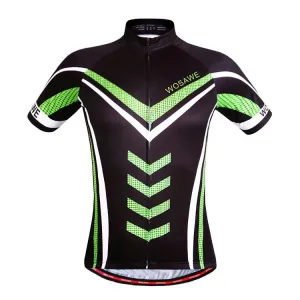 WOSAWE Black Green Short Sleeve Cycling Jersey