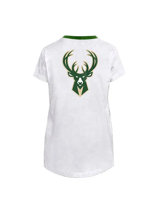 Youth New Era Glitter Flag White Milwaukee Bucks T-Shirt